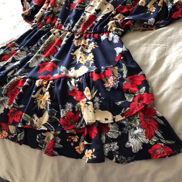 ❤️Beautiful Navy Red Floral Dress❤️ - Picture 6 of 8